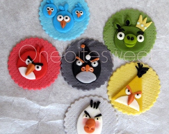 Birds  and pigs cupcake and cookie topper