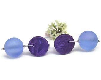 Titanium earrings. Lavender and blue sea glass earrings