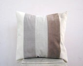 Decorative throw pillow: neutral stripes organic cotton pillow cover, cushion cover, colorblock pillow