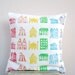 Rainbow pillow,  rainbow houses printed on eco friendly organic cotton - colorful nursery pillow, baby or kids