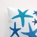 Nautical pillow: blue turquoise starfish pillow for beach house or nautical nursery, eco friendly beach pillow
