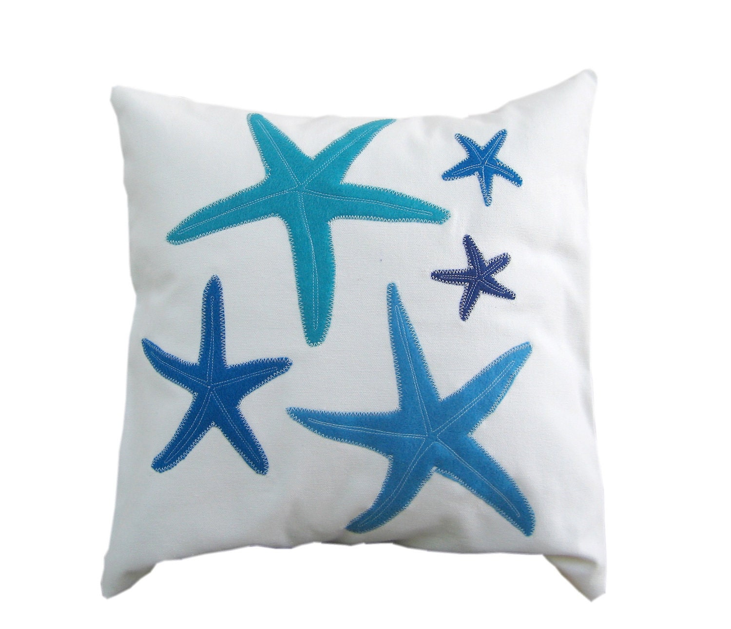Nautical pillow: blue turquoise starfish pillow for beach house or nautical nursery, eco friendly beach pillow