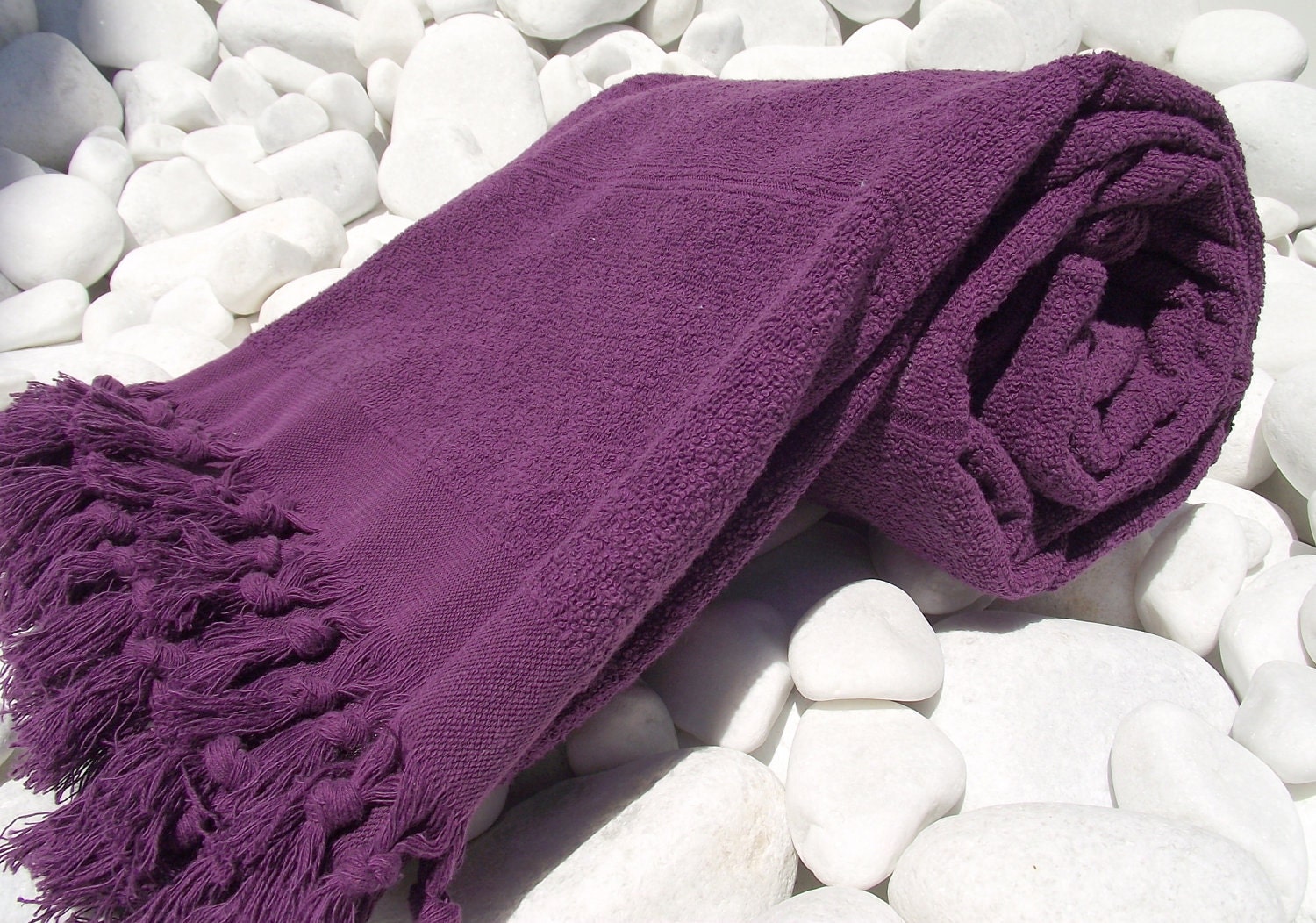 High Quality Hand Woven Turkish Cotton Thick Soft Bath,Beach,Pool,Spa,Yoga Towel or Sarong-Dark Burgundy Purple Stripes