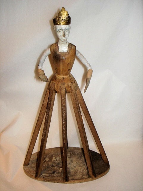 RARE Antique French Cage Doll with Crown Tiara Late 1800s