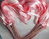 Enchanted Wedding Ribbon Wands 50 Pack IN YOUR COLORS (shown in pink and light pink)