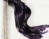 Enchanted Wedding Ribbon Wands 50 Pack IN YOUR COLORS (shown in plum eggplant purple) Ceremony Exit Idea, Instead of Rice
