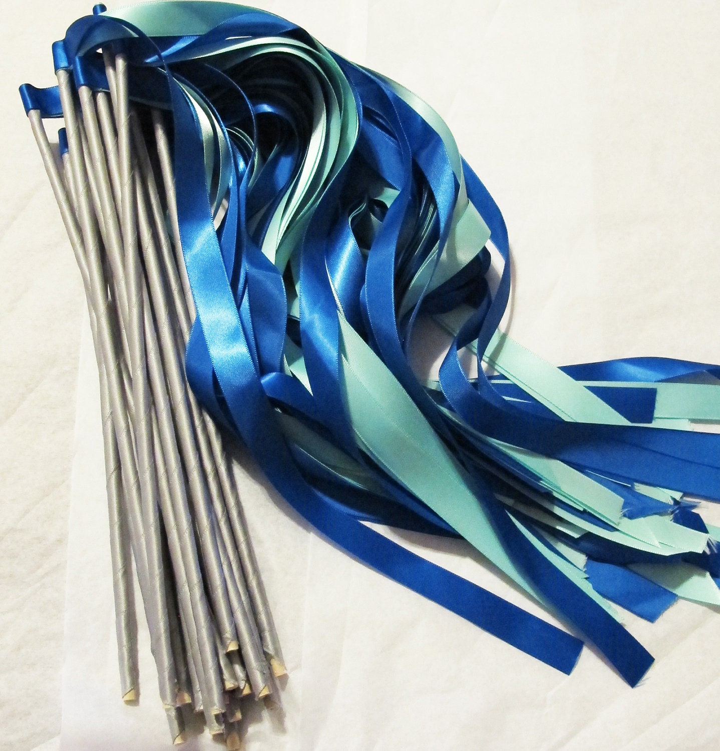 Enchanted Wedding Ribbon Wands 50 Pack IN YOUR COLORS (shown in Royal Blue and Aqua) Unique wedding ceremony exit idea