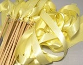 50 Magical Wedding Ribbon Wands in YOUR COLORS with BELLS (shown in baby maize yellow and silver bells) Colorful wedding ceremony exit idea
