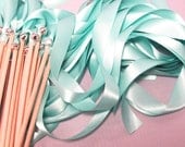 50 Magical Wedding Ribbon Wands in YOUR COLORS with BELLS (shown in aqua and silver bells) Colorful wedding ceremony exit idea