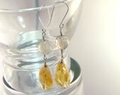 Silver, Golden Quartz, Citrine Dangles