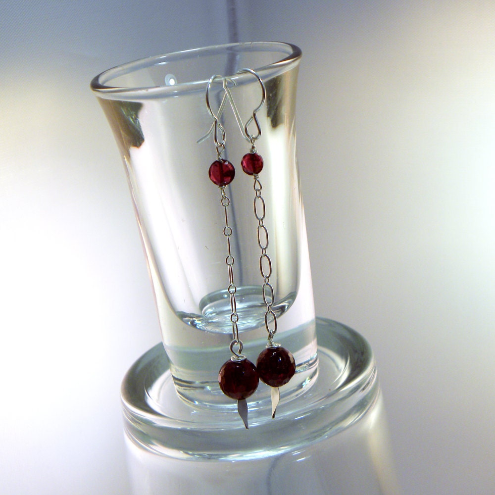 Silver and Garnet Spearrings