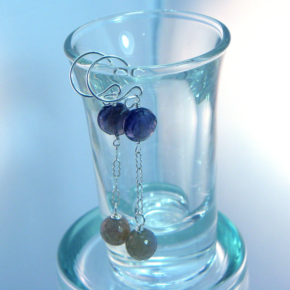 Labradorite and Iolite Dangles