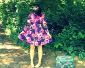 1970s MOD PINK and Purple Dream Dress....size small to medium..... mini dress. twiggy. gogo. floral. retro. 70s dress. 60s dress. groovy