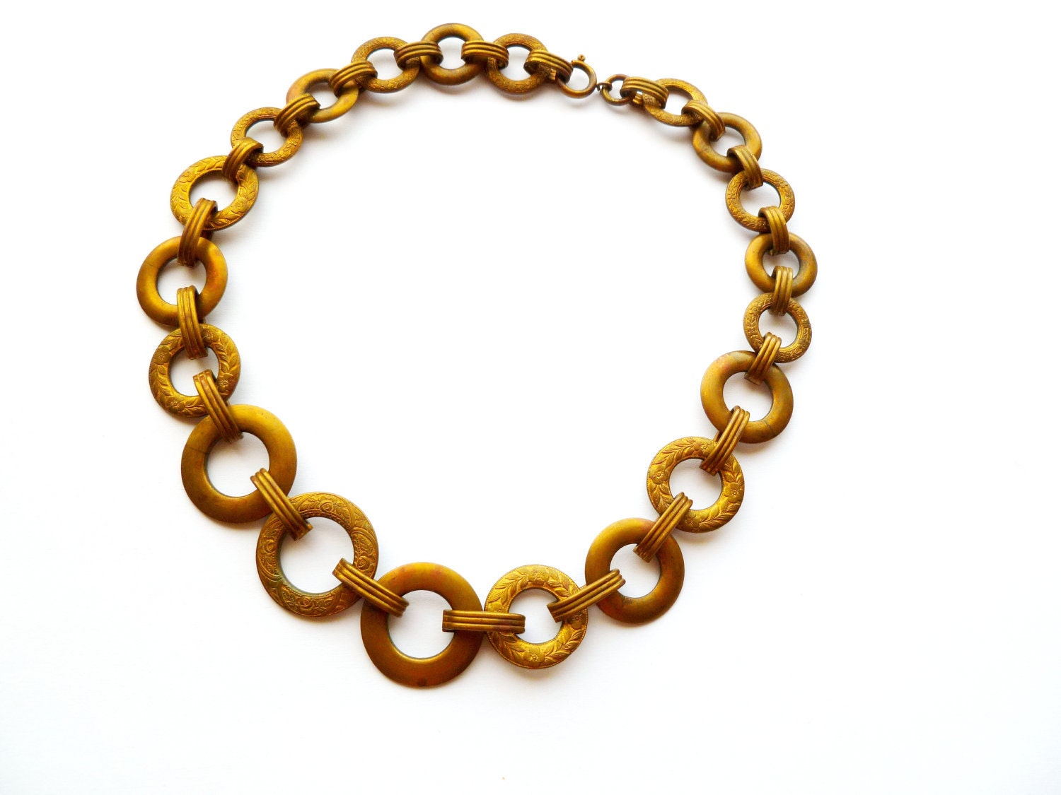 Art Deco 1920's Brass Circles Necklace