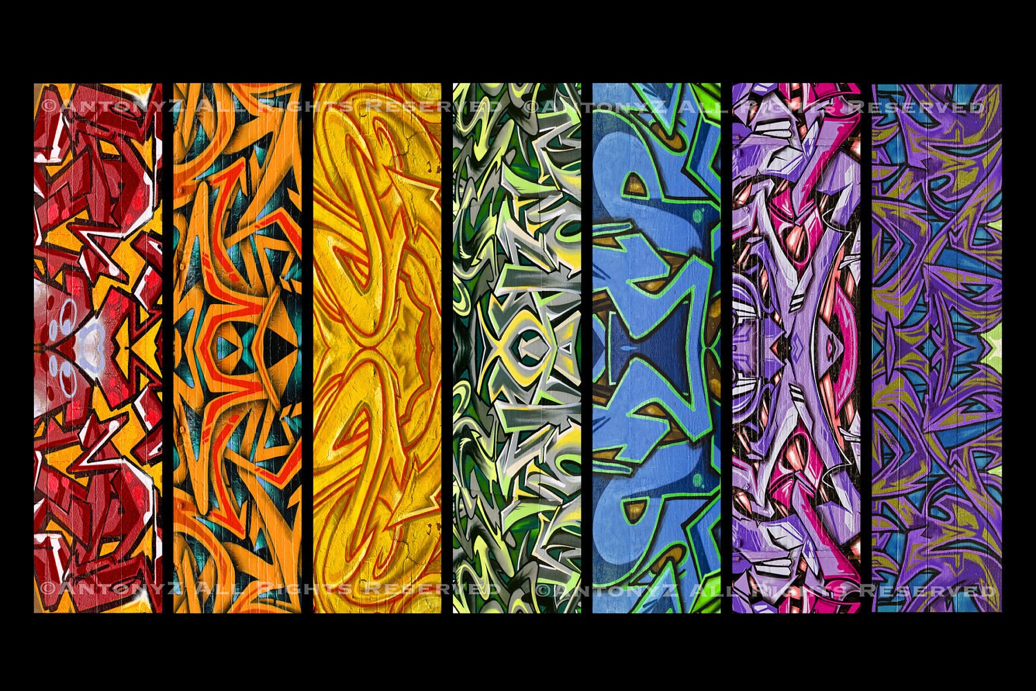Vibrant Rainbow Graffiti 8 x 12 Color Fine Art Print