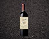 PRINTABLE JUST MARRIED Lovebirds Custom Wine Label Diy Wedding Reception Decor Bridal Shower Holidays Gift Newlyweds