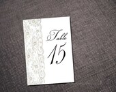 Printable LACE & PEARLS Table Numbers(1-15) Diy Wedding Decor Settings Seating Signs Place Escort Cards Menu Program Template Pdf