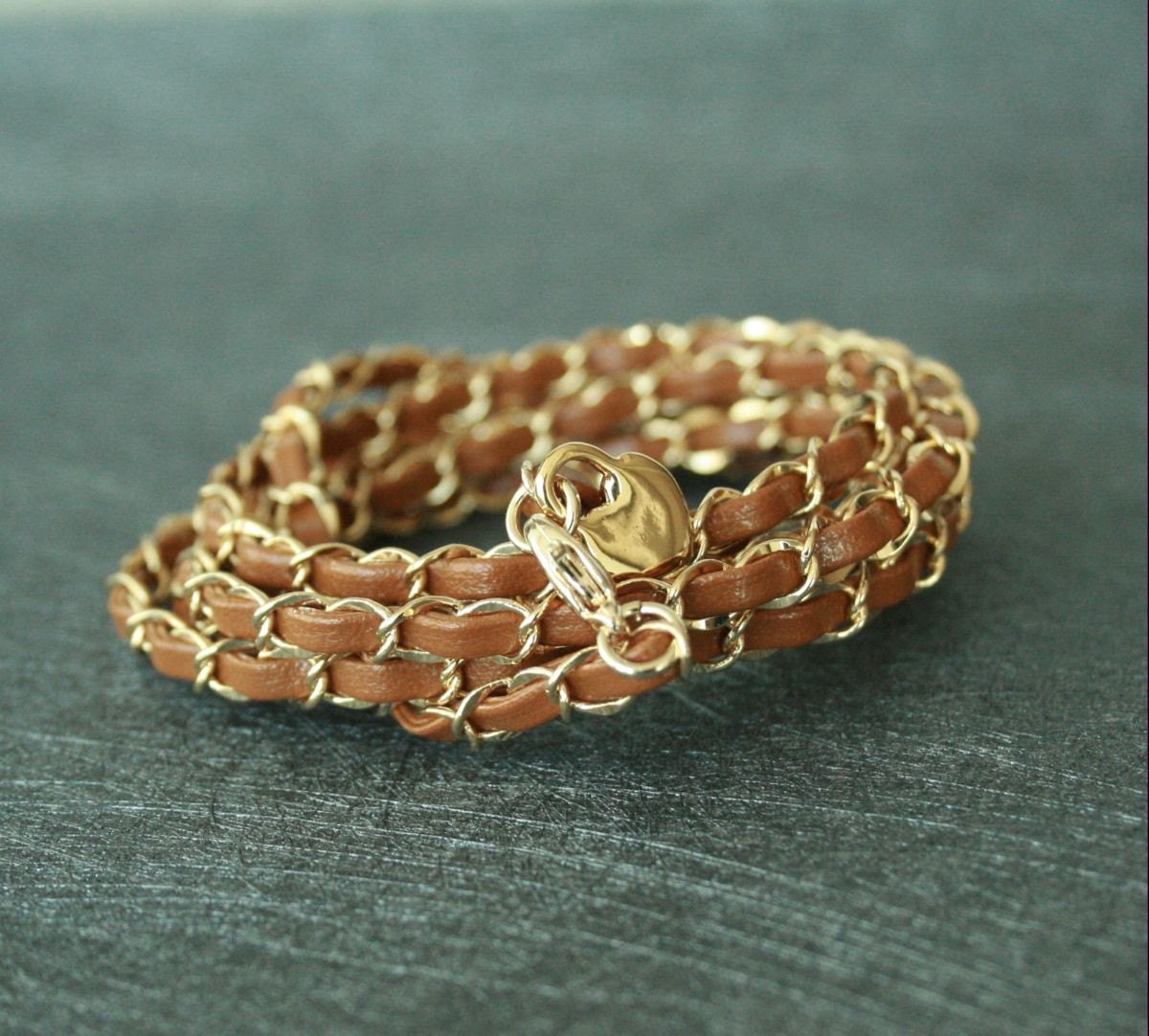 Chain Leather Bracelet