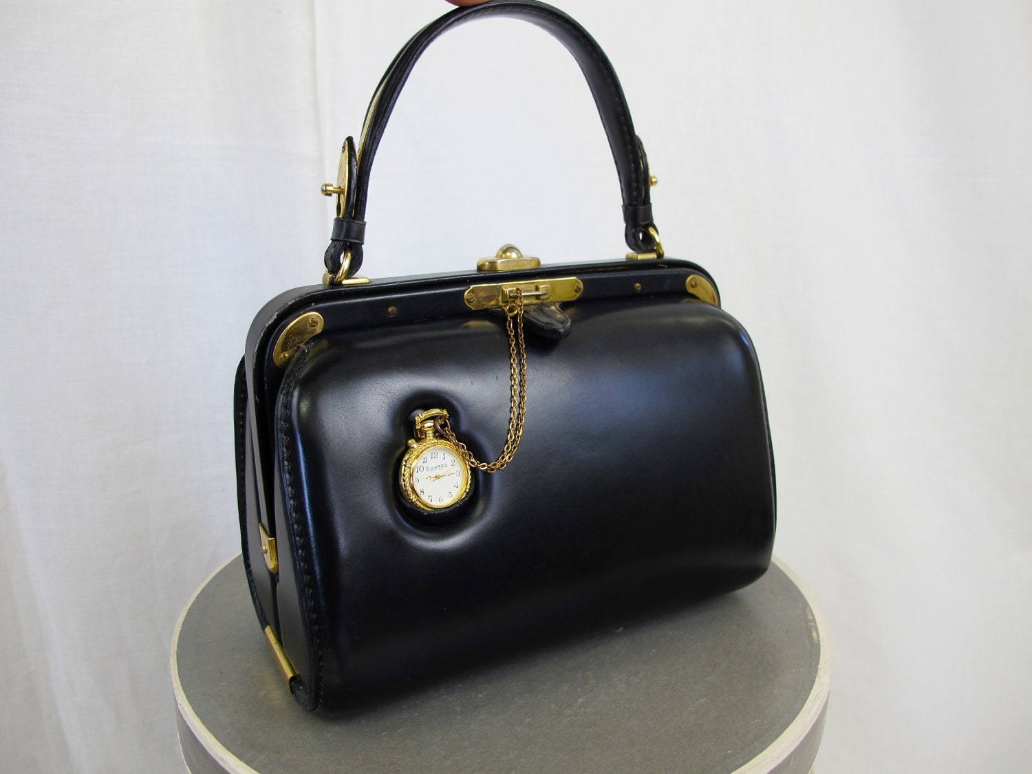 Oh Hold....1950&#39;s Vintage Clock Handbag by by tovasvintage on Etsy