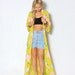 Vintage Ken Scott Printed 60s Yellow Butterfly Printed Kimono Jacket