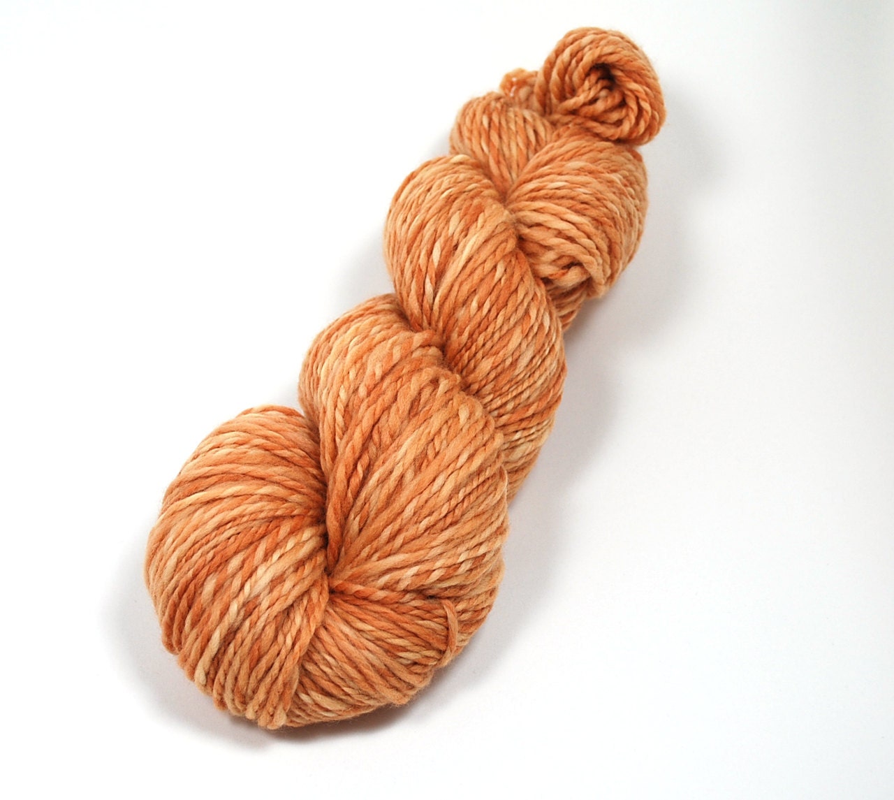 Handspun Naturally Hand Dyed 196 yards 2 Ply Superwash Merino Yarn in Tiger orange