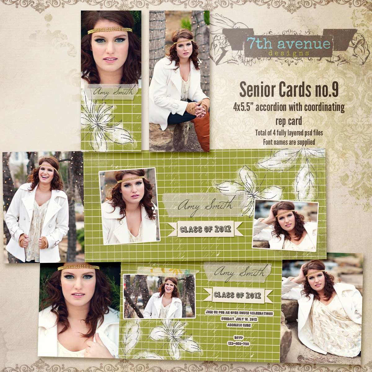 Senior CARD templates for photographers vol.9