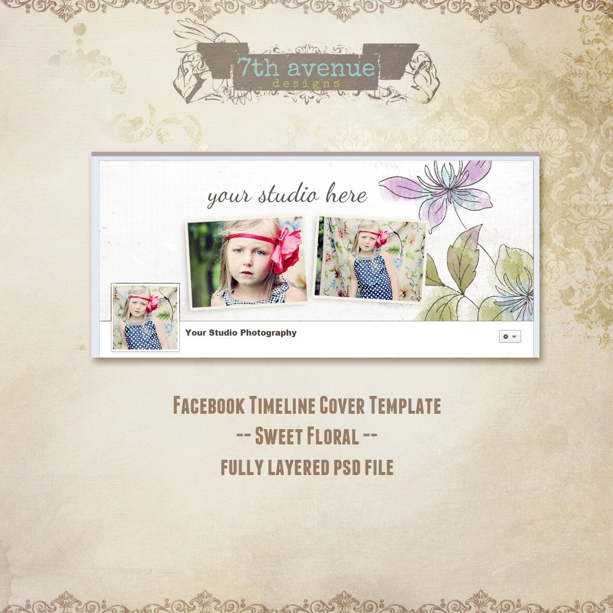 Facebook Timeline Cover Template - Sweet Floral