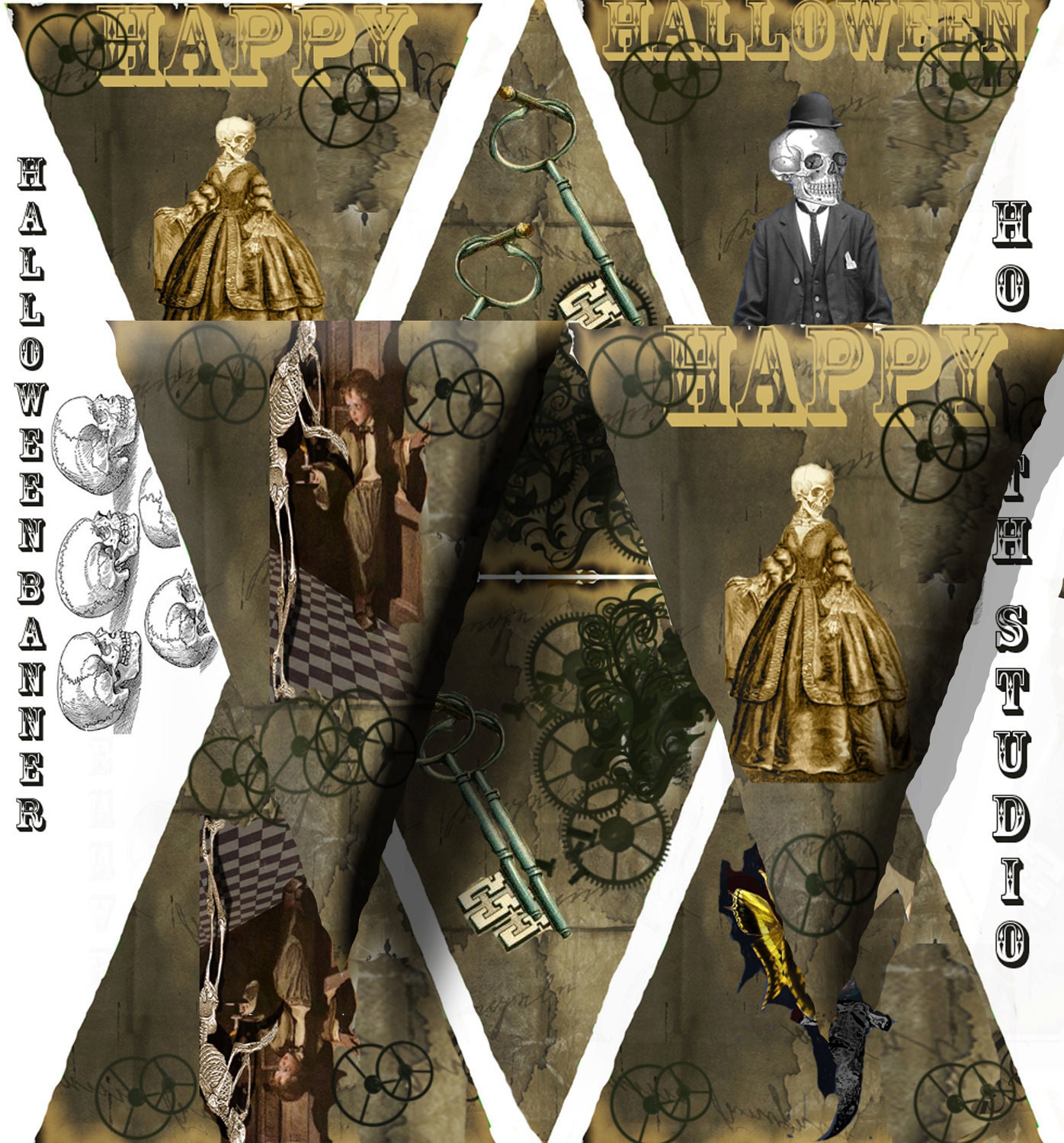 Printable Halloween Banner  Steampunk