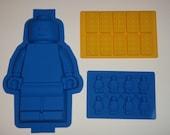 PRIORITY SHIPPING Set of 3 Silicone Lego Minifigure Cake Pan Brownie Jello mold birthday party Ice Candy Soap Crayon molds