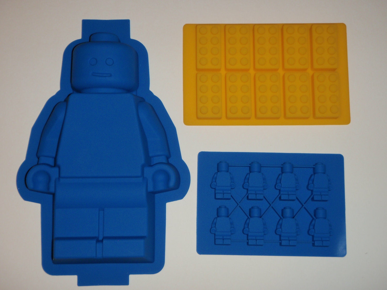 Set of 3 Silicone Lego Minifigure Cake Pan Brownie Jello mold birthday party Ice Candy Soap Crayon molds