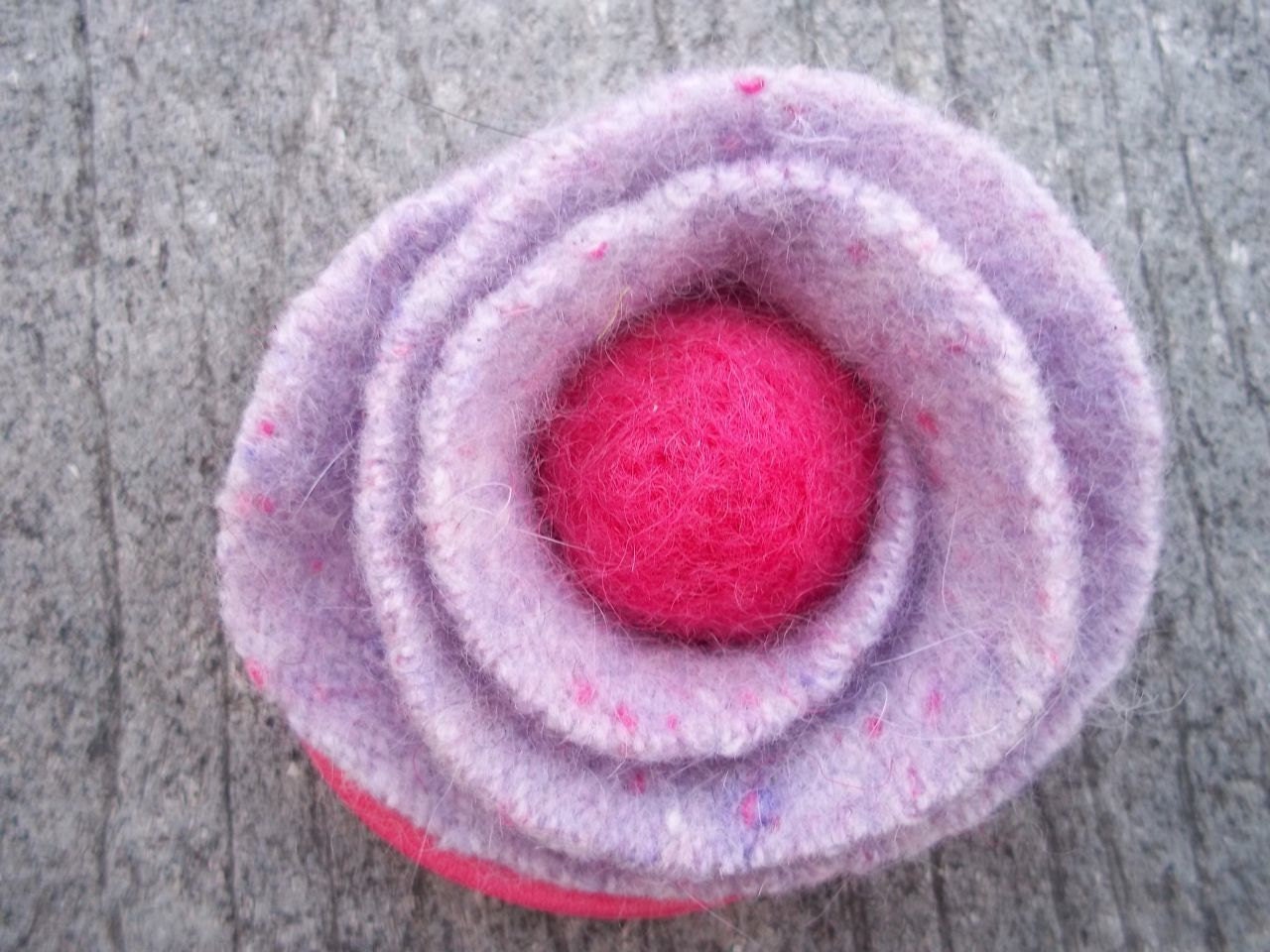 Ponytail Holder Felted Flower Handmade Lavender Pink