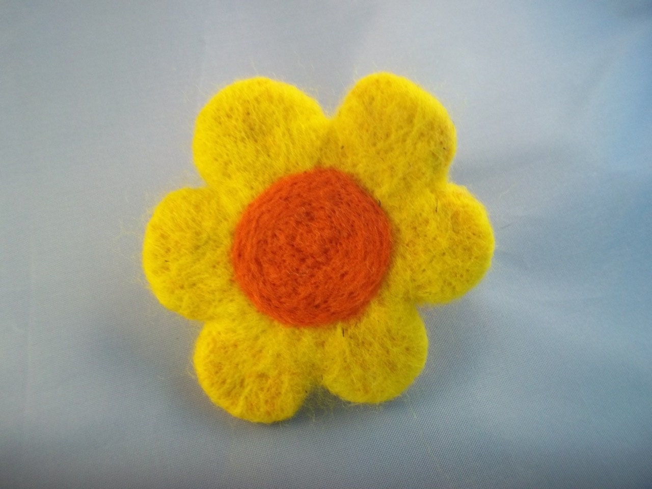Ponytail Holder Flower Yellow & Orange Handmade