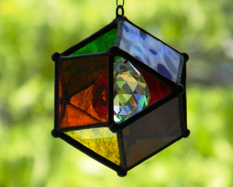 3" Mini Orb with Rainbow Colored Glass
