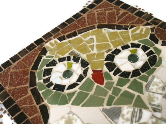 Mosaic Tile Owl Hook Hanger Key Holder Broken China Art Home Decoration