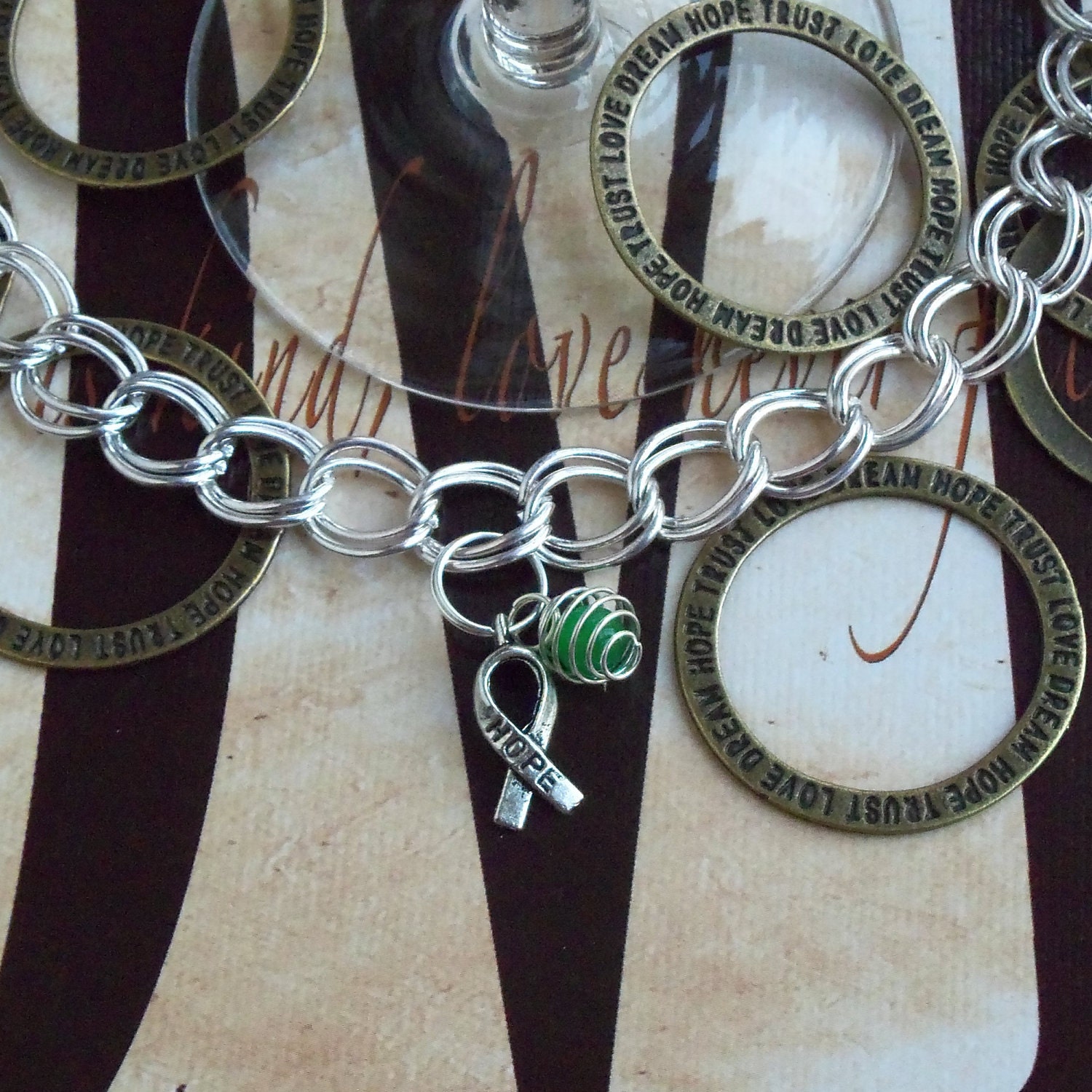 Mitochondrial Disease, Bipolar Disorder, Glaucoma Awareness Charm Bracelet