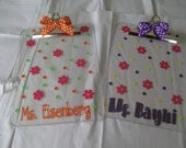 Personalized with name clear acrylic clipboard, flowers, polka dots or other design, teacher, students, sorority, back to school