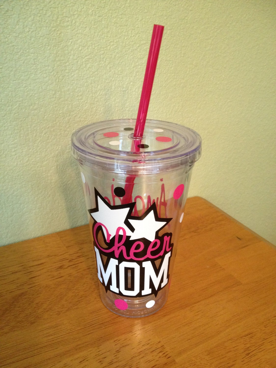 Personalized acrylic tumbler 16 oz w/ straw and lid - Cheer Mom with name or monogram, other sports available, gymnastic, baseball, more
