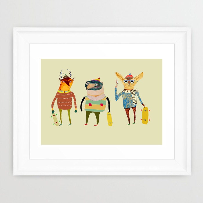 The Skateboarders. limited edition skateboard art print by Ashley Percival. Prints and Posters.
