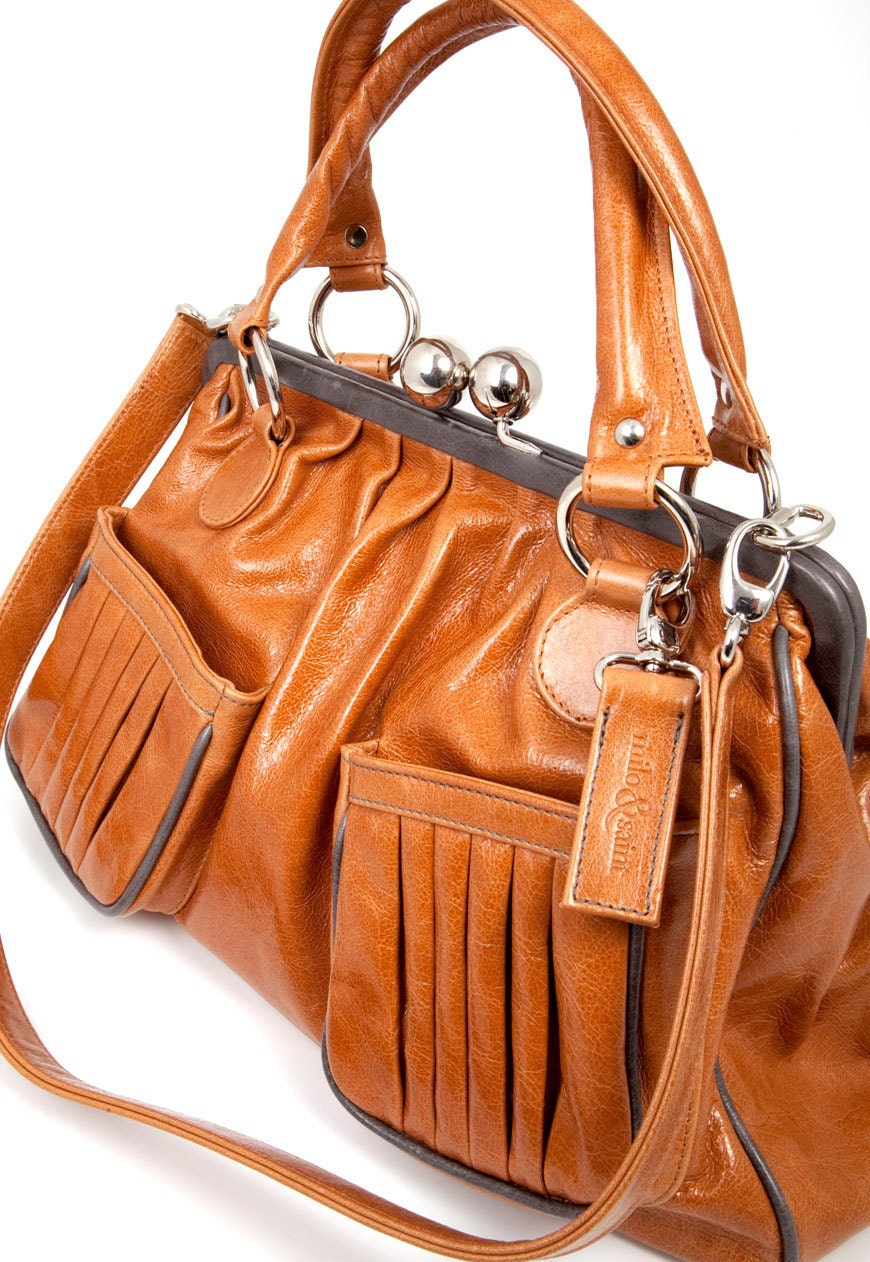 SPECIAL EDITION Bespoke Leather Handbag in Tan with Grey Trim
