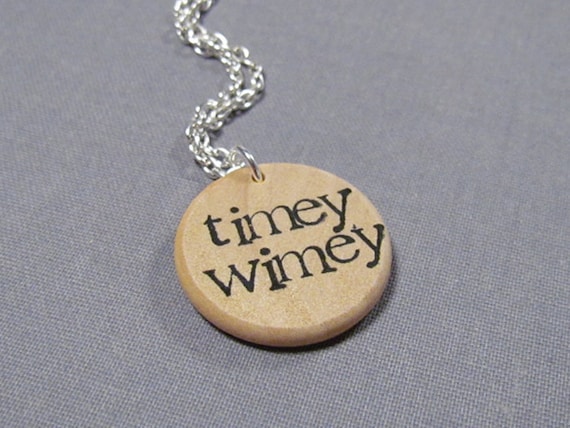 Dr. Who "Wibbly Wobbly Timey Wimey" Double-Sided Hand Stamped Doctor Who Necklace - Whovian Jewelry