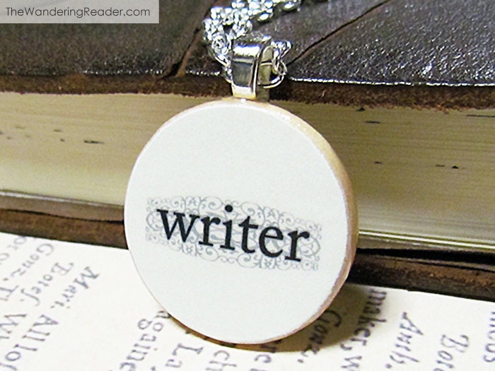 Elegant "Fleur Writer" Writing Necklace with Filigree Accents - Writer Jewelry