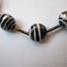 19 Inch Necklace - Zebra Look - Black and White Striped, Lamp Work Glass