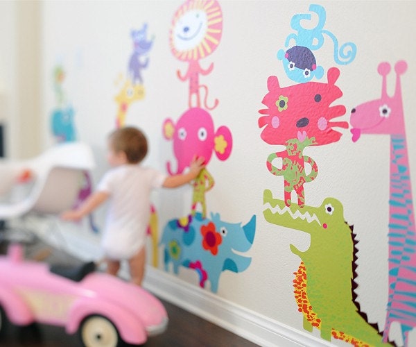 Noah's African Circus Animals Reusable Fabric Wall Decals by Pop & Lolli