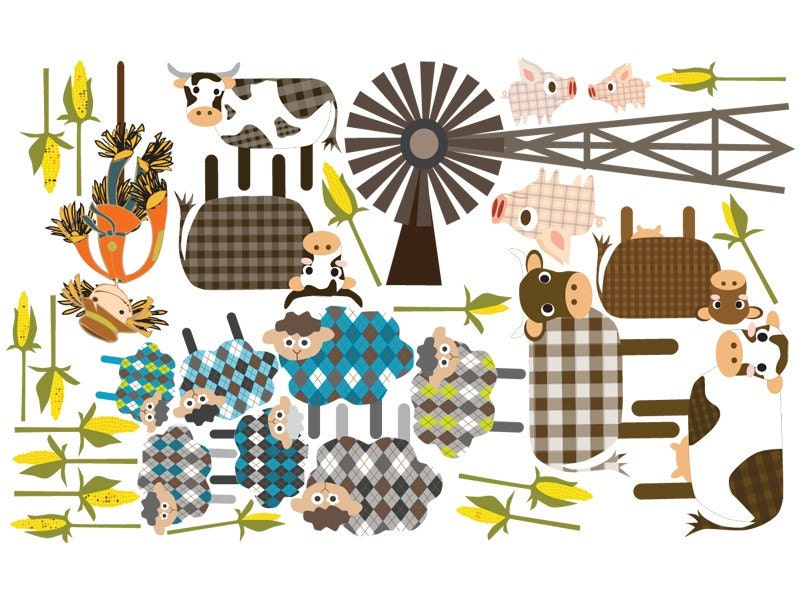 Fashion Farm Gang Reusable Fabric Wall Decals by Pop & Lolli