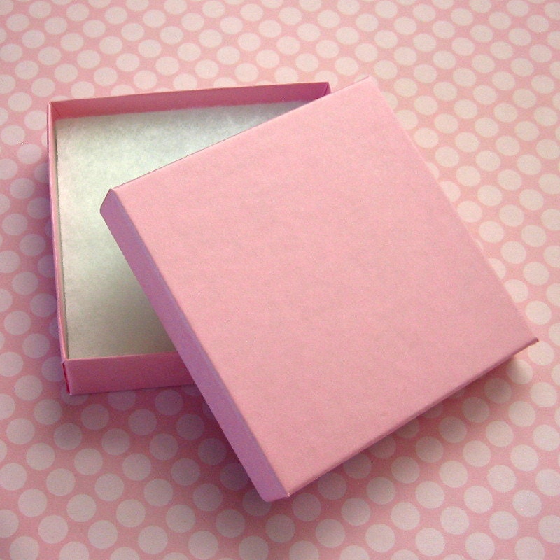 10 Pink Jewelry Boxes Cotton Filled 3.5 x 3.5 x 7/8 inch