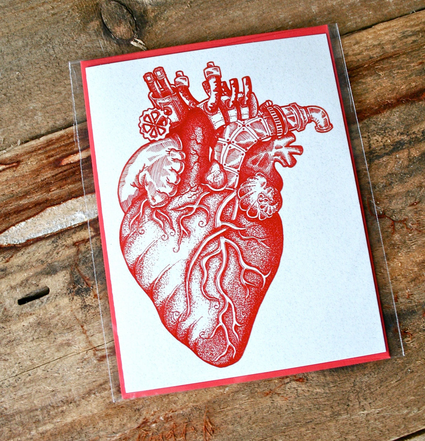 Anatomical/ Steam powered Heart Greeting/Gift Card