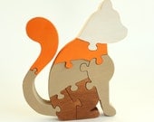 Painted Cat Wooden Puzzle - Children's Game