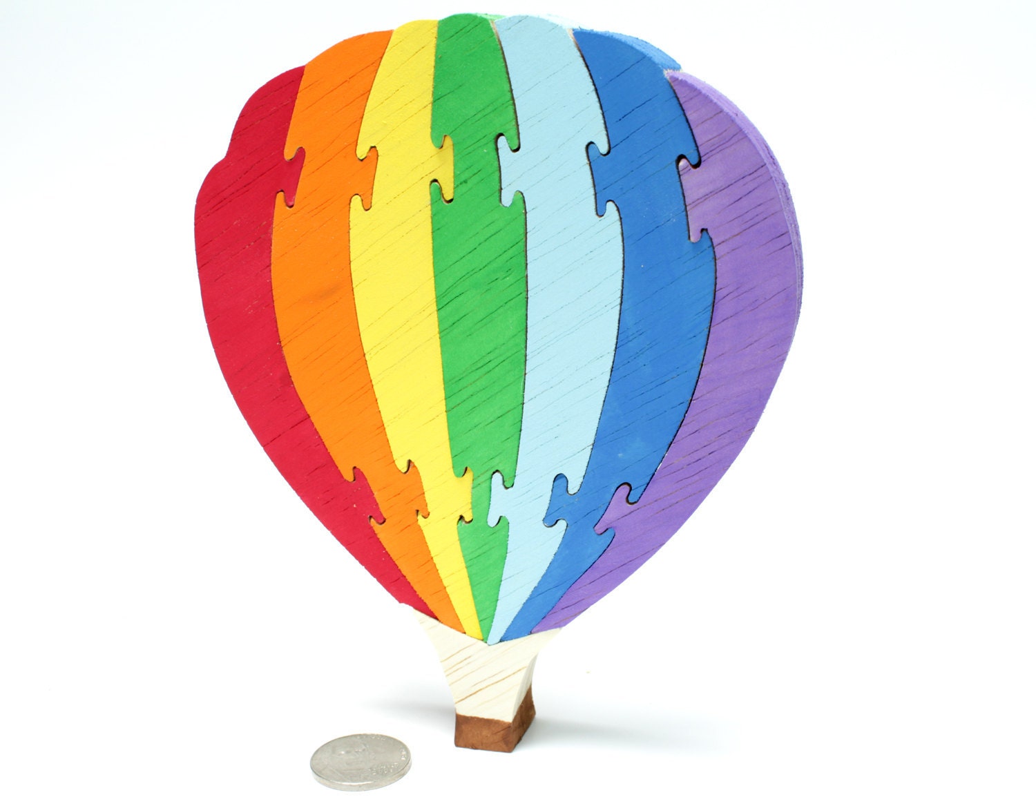 Hot Air Balloon Puzzle - Wood Puzzle - Rainbow Balloon Children's Decor