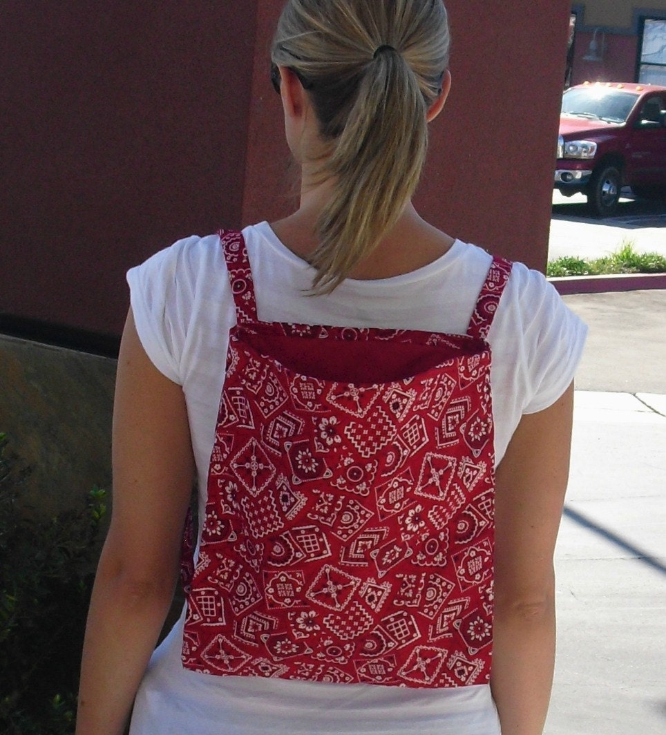 Red Western Bandana Print Backpack for Teen or Adult