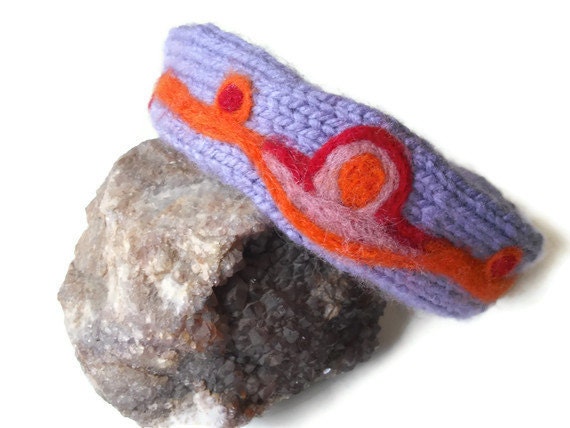 Lavender Dog Collar Cover, Knitted Pet Accessories, Swirl Design